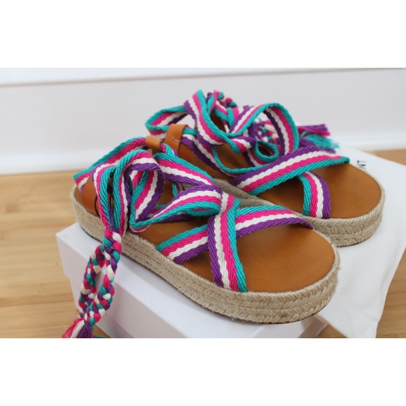 NIB Isabel Marant 37 7 Multi Erol Rope Tie Platform Espadrille Sandals - Picture 3 of 11